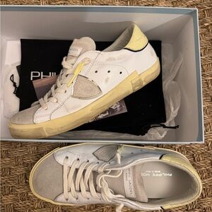 Philippe Model White and Cream Sneakers